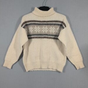 Hilda Ltd Sweater Womens Small Cream Iceland Wool Fair Isle Turtleneck Nordic